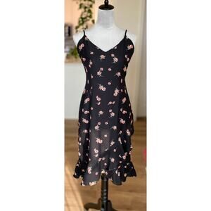BB DAKOTA RSVP All Eyes on You Black Floral Knee-Length Dress Size 4